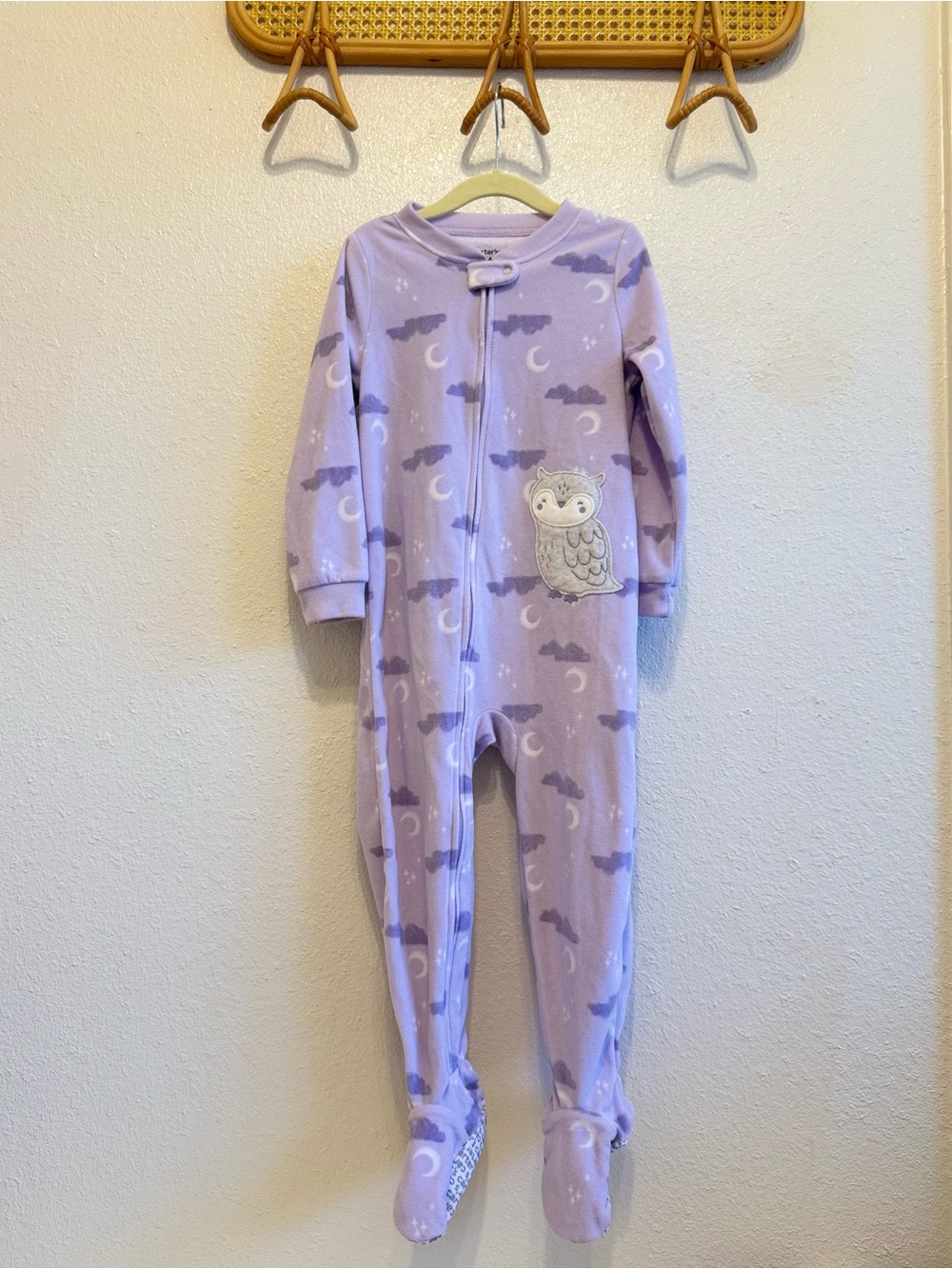 Carter's Lavender Owl Footed One-Piece Pajamas